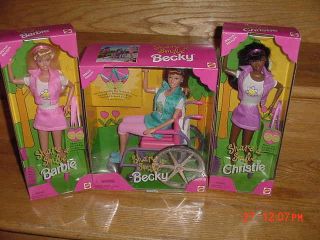 Set Of 3 1996 Share A Smile   Becky (Wheelchair) Barbie & Christie