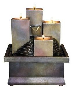 Table Water Fountain with Candle Stacks Battery Operated OK LIGHTING