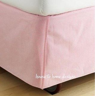 PINK WHITE GINGHAM BEDSKIRT DUST RUFFLE TWIN FULL QUEEN