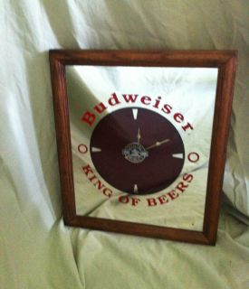 Budweiser King Of Beers Bar Wall Clock and Mirror   Official Product