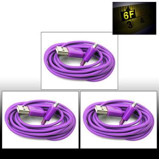 3X 6FT MICRO USB DATA SYNC CHARGER CABLE PURPLE DROID HTC EVO ONE