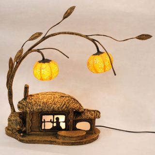 Lantern Shade Cottage Rustic Bedside Table Light Adjustable Lamp