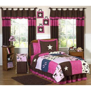 PINK HORSE 5 PC PLAID BED IN BAG COMFORTER QUILT SET GIRLS NEW TWIN