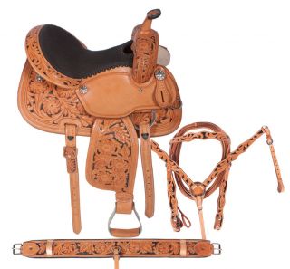 New Custom 14 15 16 Hand Carved Leather Barrel Racer Racing Horse