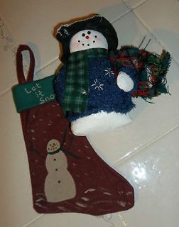 Set of 2 SNOWMAN Items CRAZY MOUNTAIN Cloth Figure & Painted Snowman