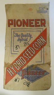 Vintage PIONEER Hybrid Seed Corn CLOTH Bag Sack (Hole in Side, See