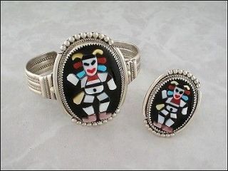 Bev Etsate Zuni Clown Bracelet and Ring Handmade Set