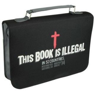 is Illegal In 52 Countries LARGE Bible Cover Black with Handle & Cross
