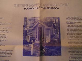 BETTER HOMES & GARDENS PLAYHOUSE FROM GRANDPA BLUE PRINTS PLANS