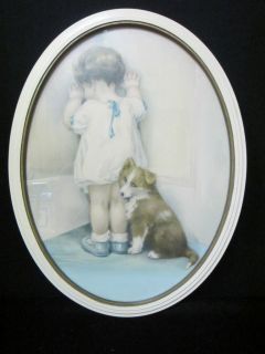 Bessie Pease Gutmann In Disgrace Vintage Girl with Dog Leona Harig