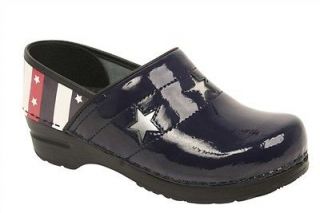 Sanita Womens PROFESSIONAL ALISON Navy Patent Leather Clogs Shoes