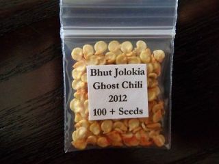 Ghost Chili Pepper ORGANIC 100+ seeds EXTREME HEAT 2012 Crop Bhut