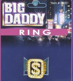 DOLLAR SIGN BIG DADDY PIMP BLING RING GANGSTER COSTUME