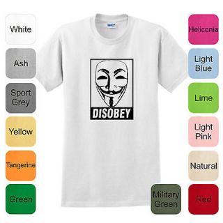 DISOBEY T SHIRT Anonymous Guy Fawkes Occupy WallStreet Wikileaks