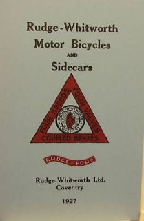Newly listed 1927 Rudge Motor Bicycles & Sidecars Sales Catalogue