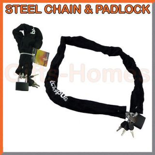 CHAIN PADLOCK SECURE BIKE BICYCLE MOTORBIKE HOME SHED GARDEN FENCE