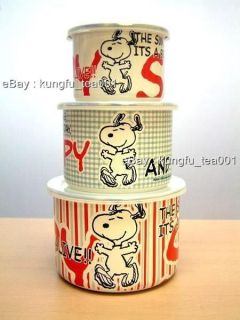 Peanuts Snoopy Enamel Ware Containers Bowls w/ Lids