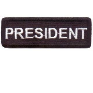 PRESIDENT Embroidered Cool Biker Leather Vest Patch