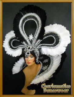 BLACK Drag Pageant CABARET Feather SHOULDER + HEADDRESS