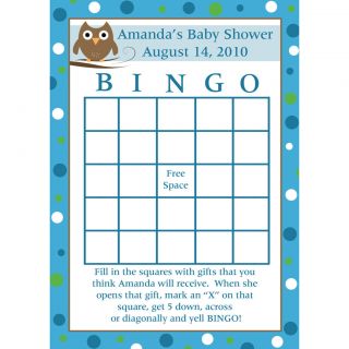 24 Baby Shower Bingo Game Cards BLUE BABY OWL