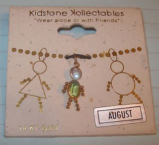 New 14kt Gold Birthstone Charm August Peridot Person Child Doll Kids