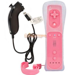 New Remote + System Nunchuck Controller for Nintendo Wii Pink + Black