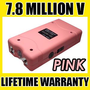 Pink 7.8 million Volt Rechargeable Stun Gun with LED Light