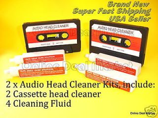 NEW Kit Audio Tape Maintenance 2 Cassette Head Cleaner w/ 4 Cleaning