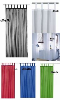 WILMA Tab Top CURTAINS DRAPES Semi Sheer WHITE BLACK BLUE GREEN 0r RED
