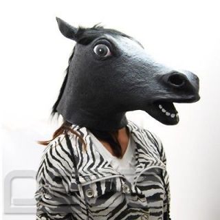 Halloween Creepy Novelty horse head latex rubber mask costume black