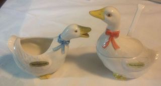 Vintage 1983 OTAGIRI JAPAN Goose Duck Creamer & Sugar Bowl Ceramic