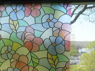 17 3/4 MULTI FLORAL Faux Stained Glass Window Film 6 ft.