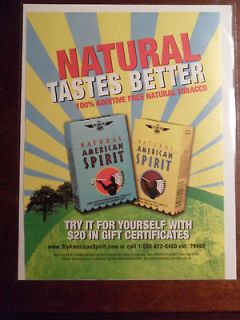 2008 Print Ad AMERICAN SPIRIT Natural Cigarettes ~ Tastes Better
