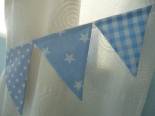 BUNTING CURTAIN TIE BACKS ~ baby blue gingham, shooting stars, spots