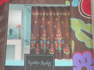 Cynthia Rowley Brown FLORAL Shower Curtain NEW Flower