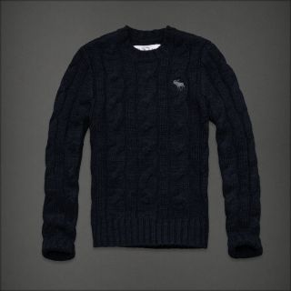Abercrombie NWT Mens Raquette River HEAVY Blue Wool Blend Cableknit
