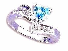 Fancy 2 CT Heart Cut Blue Topaz CZ Ring
