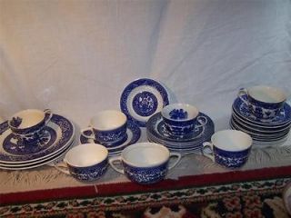 Vintage Blue Willow Ware Japan England China White 29 Pieces Mixed