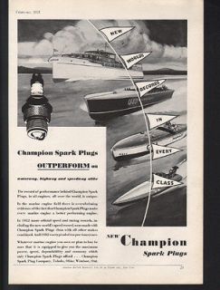 1933 CHAMPION SPARK PLUG MOTOR BOAT NAUTICAL WOOD SPEED SPORT RUNABOUT