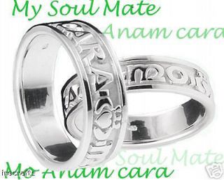Silver My Soul Mate Claddagh Band Wedding Ring Set Irish sz 10 11 v