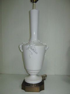 Hollywood Regency porcelain blanc de chine table lamp applied grapes