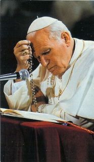 Paul II Praying on Picture In Polish On Bk.Blessing Card To Accompany