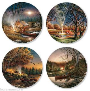 TERRY REDLIN Set of 4 Collectible Mini Plates 5209512096 CAMPING