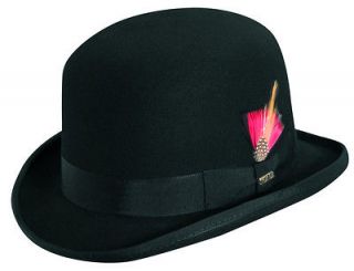 New Scala Black Wool Derby Bowler Hat Size S M L XL Chaplin Coke