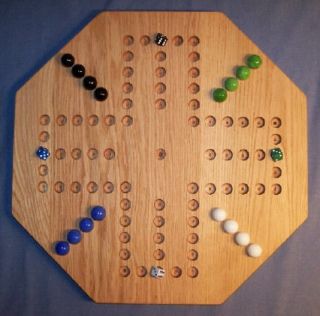 WOODEN MARBLE GAME BOARD AGGRAVATION 20 OCTAGON REDOAK