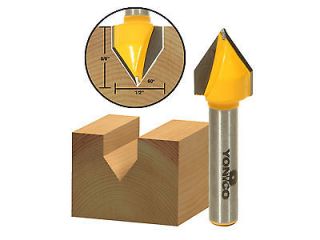 60° V Groove Router Bit   1/2W X 5/8H   1/4 Shank   Yonico 14993q