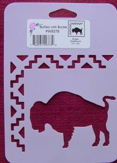 Stencil Buffalo with Border Western Bison Paint Craft W9376 Crafts