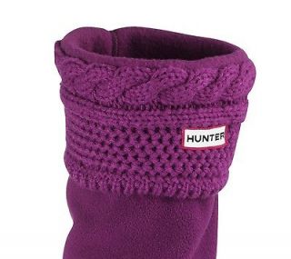 Hunter Moss Cable Cuff Welly Sock (Dark Violet) **OFFICIAL UK HUNTER