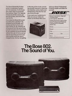 1979 BOSE 802 PROFESSIONAL LOUDSPEAKER SYSTEM PRINT AD