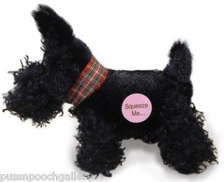 Beautifully soft & plush Black Scottish Terrier with Tartan Collar